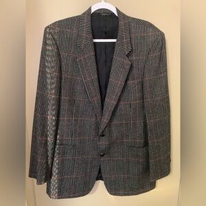 JUSTERS Vintage Men's 44R Plaid Wool Blazer Sport Coat Two Button Jacket